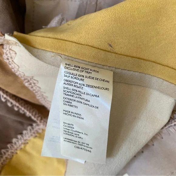 New Free People Suede Chore Patchwork Leather Jacket Edie Crochet Brown Tan - Picture 14 of 17